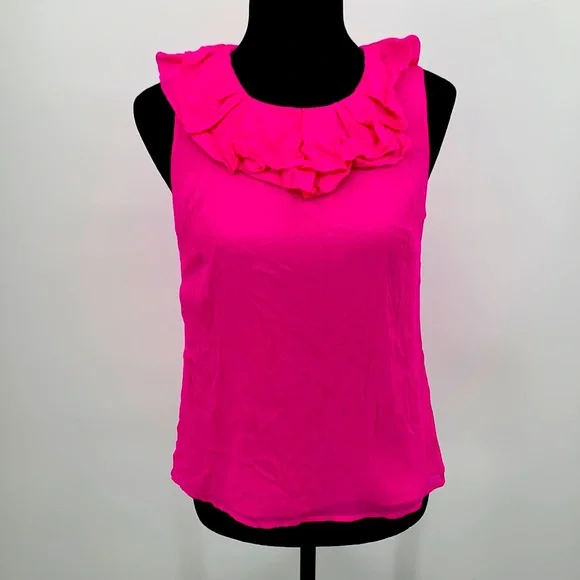 J. Crew top Tank size Small silk blouse Ruffle Collar - Picture 2 of 8